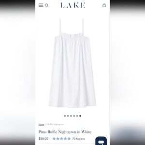 Lake Pajamas Pima Ruffle Nightgown in White Sz M